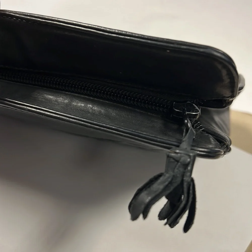 Linea Gani Vintage Quilted Leather Ziptop Clutch Bag